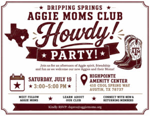 Howdy party July 19, 3-5pm at Highpointe Amenity Center
